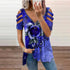 Elegant Large Rose Print T-Shirt Women Summer Hollow Out Splicing Short Sleeve Tops Fashion Loose V Neck Zipper Female Tees 2024